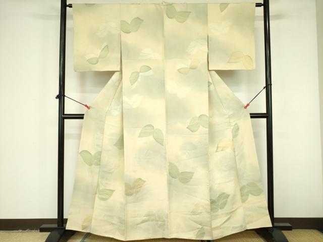 平和屋着物▼上質な小紋　地紋起こし　草花　暈し染め　正絹　逸品　DABF3433op
