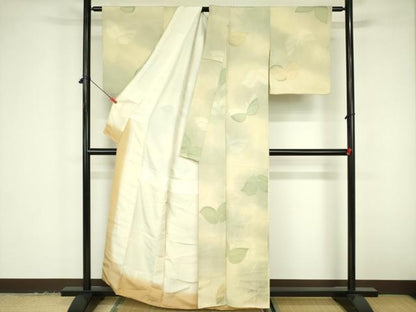 平和屋着物▼上質な小紋　地紋起こし　草花　暈し染め　正絹　逸品　DABF3433op