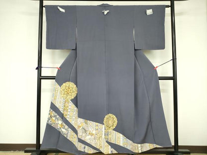 平和屋着物▼豪華色留袖　駒刺繍　鳳凰洋花文　金彩　正絹　逸品　DABF3434op