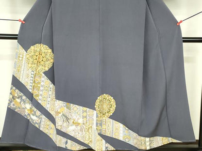 平和屋着物▼豪華色留袖　駒刺繍　鳳凰洋花文　金彩　正絹　逸品　DABF3434op