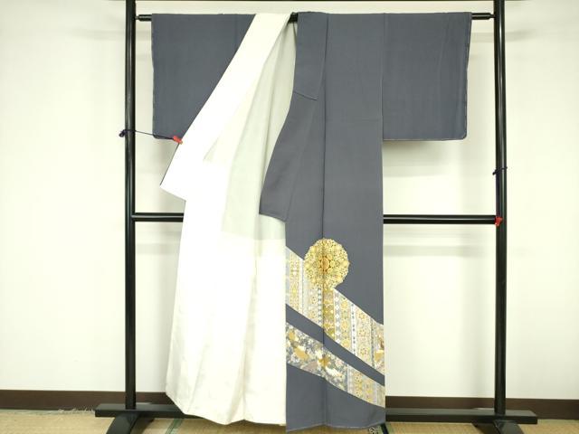平和屋着物▼豪華色留袖　駒刺繍　鳳凰洋花文　金彩　正絹　逸品　DABF3434op