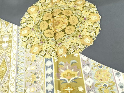 平和屋着物▼豪華色留袖　駒刺繍　鳳凰洋花文　金彩　正絹　逸品　DABF3434op