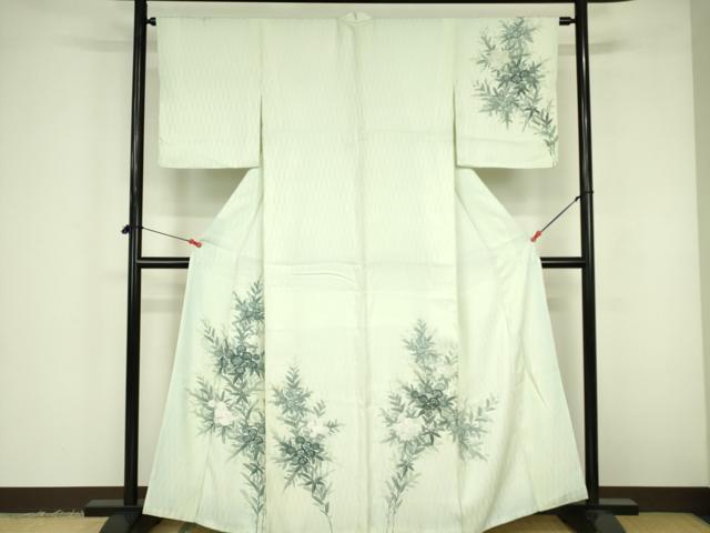 平和屋着物▼訪問着　手描き　草花　正絹　逸品　DABF3436op