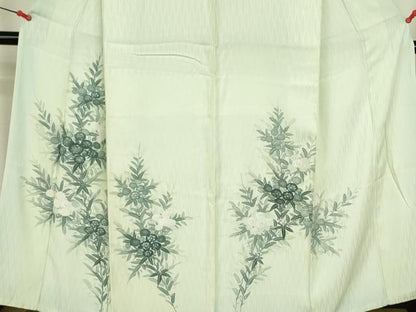 平和屋着物▼訪問着　手描き　草花　正絹　逸品　DABF3436op