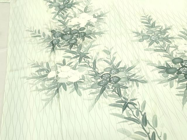 平和屋着物▼訪問着　手描き　草花　正絹　逸品　DABF3436op