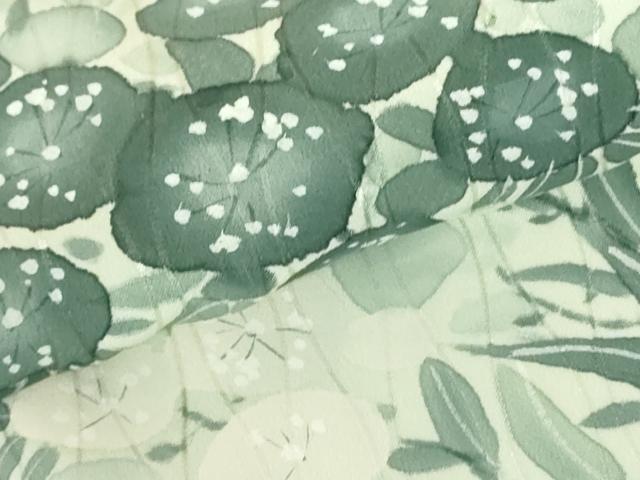 平和屋着物▼訪問着　手描き　草花　正絹　逸品　DABF3436op