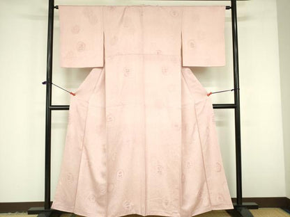 平和屋着物▼上質な小紋　地紋起こし　花絵皿文　正絹　逸品　DABF3437op