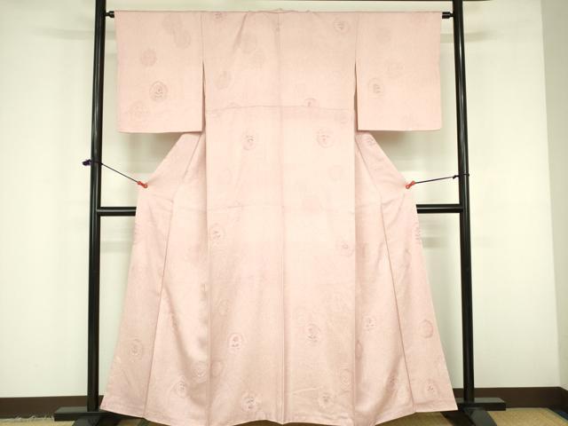 平和屋着物▼上質な小紋　地紋起こし　花絵皿文　正絹　逸品　DABF3437op