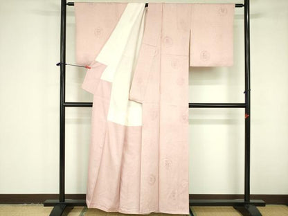 平和屋着物▼上質な小紋　地紋起こし　花絵皿文　正絹　逸品　DABF3437op