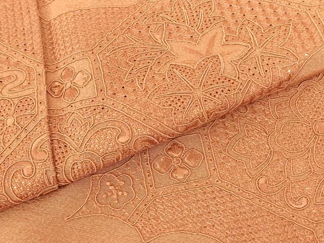 平和屋着物▼中国三大刺繍　スワトウ刺繍　汕頭刺繍　総刺繍　訪問着　洋花文　駱駝色　正絹　逸品　DABF3450op