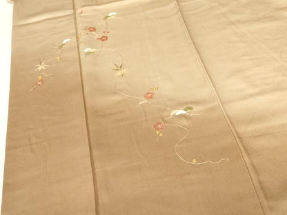 平和屋着物▼訪問着　駒刺繍　総刺繍　枝花　暈し染め　金糸　井筒屋扱い　正絹　逸品　DABF3455op