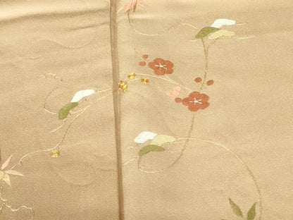平和屋着物▼訪問着　駒刺繍　総刺繍　枝花　暈し染め　金糸　井筒屋扱い　正絹　逸品　DABF3455op