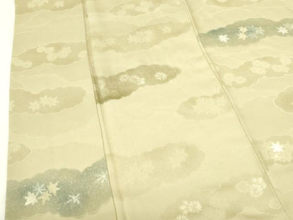 平和屋着物▼上質な小紋　地紋起こし　雲取花文　正絹　逸品　DABF3457op