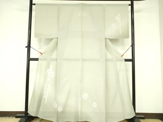 平和屋着物＊夏物　訪問着　絽　花鞠文　銀彩　正絹　逸品　DABF3466op