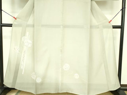 平和屋着物＊夏物　訪問着　絽　花鞠文　銀彩　正絹　逸品　DABF3466op