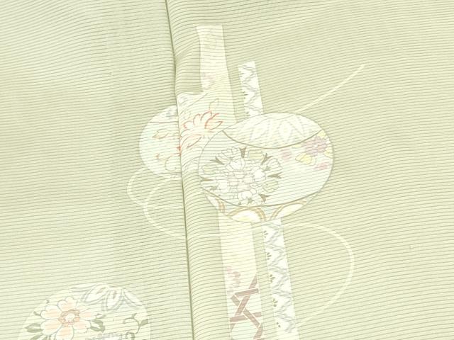 平和屋着物＊夏物　訪問着　絽　花鞠文　銀彩　正絹　逸品　DABF3466op