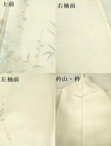 平和屋着物＊夏物　訪問着　絽　草花　暈し染め　銀彩　正絹　逸品　DABF3467op