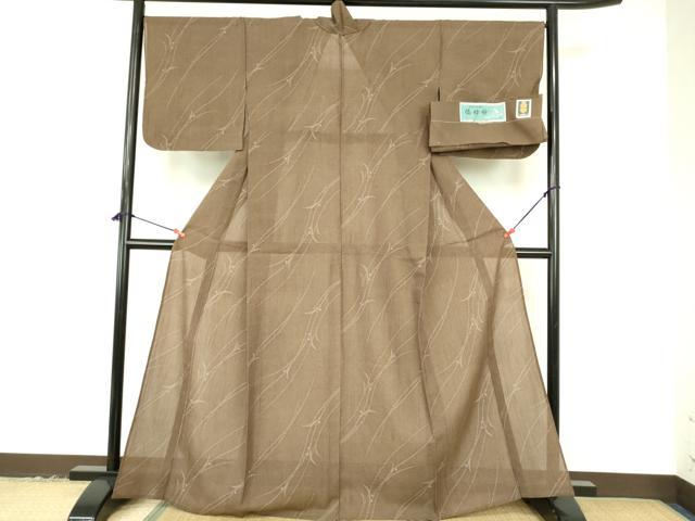 平和屋着物＊夏物　紗紬　倭粋紗　草葉文　反端付き　正絹　逸品　DABF3468op