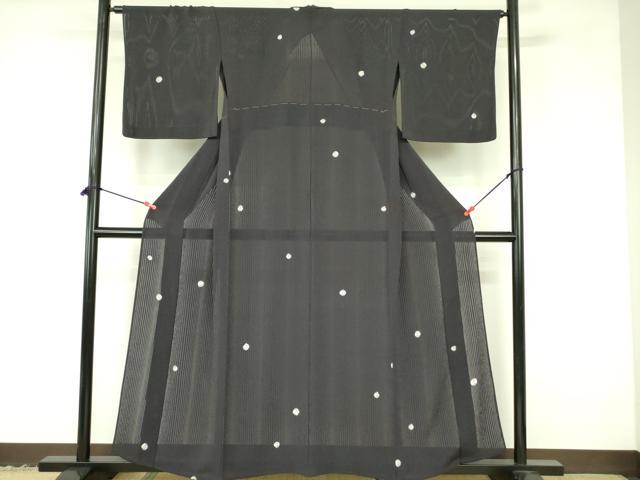 平和屋着物＊夏物　小紋　縦絽　絽縮緬　草花丸文　正絹　逸品　DABF3469op
