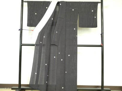 平和屋着物＊夏物　小紋　縦絽　絽縮緬　草花丸文　正絹　逸品　DABF3469op