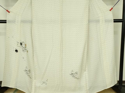 平和屋着物＊夏物　訪問着　縦絽　宝尽くし雪輪花文　金彩　正絹　逸品　DABF3471op
