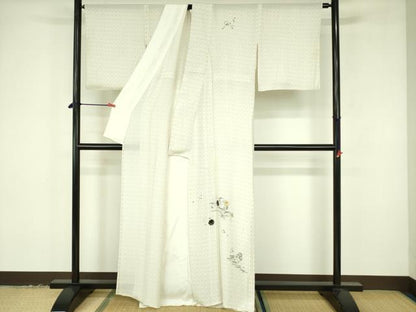平和屋着物＊夏物　訪問着　縦絽　宝尽くし雪輪花文　金彩　正絹　逸品　DABF3471op