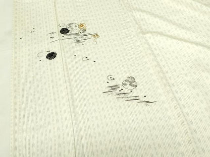 平和屋着物＊夏物　訪問着　縦絽　宝尽くし雪輪花文　金彩　正絹　逸品　DABF3471op
