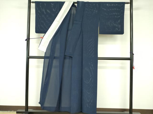 平和屋着物＊夏物　色無地　絽　濃藍色　正絹　逸品　DABF3478op