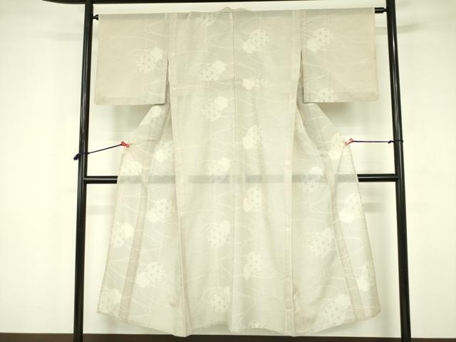 平和屋着物＊夏物　本場大島紬　夏大島　白大島　麻の葉雪輪文　正絹　逸品　DABF3481op
