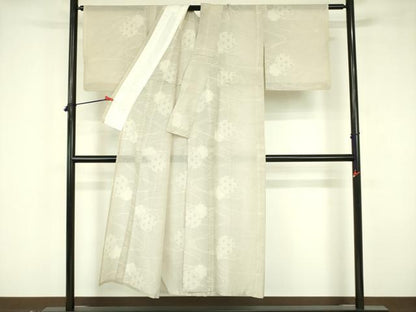 平和屋着物＊夏物　本場大島紬　夏大島　白大島　麻の葉雪輪文　正絹　逸品　DABF3481op