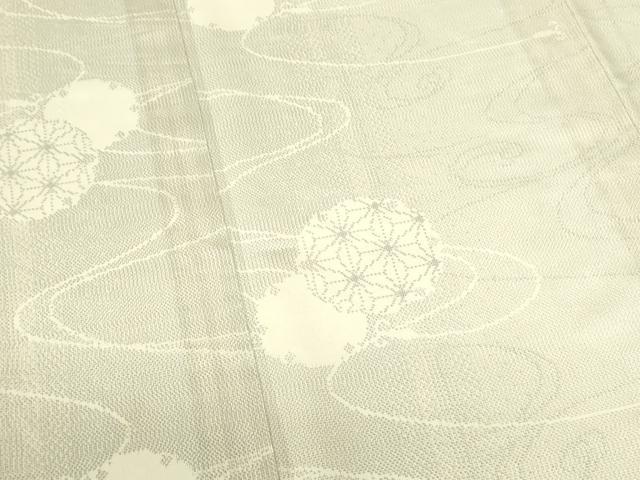 平和屋着物＊夏物　本場大島紬　夏大島　白大島　麻の葉雪輪文　正絹　逸品　DABF3481op