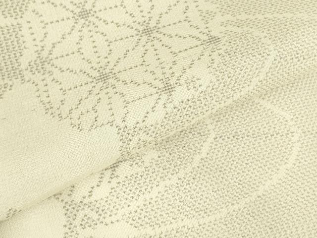 平和屋着物＊夏物　本場大島紬　夏大島　白大島　麻の葉雪輪文　正絹　逸品　DABF3481op
