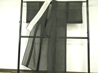 平和屋着物＊夏物　本場小千谷ちぢみ　絣文様　反端付き　麻　逸品　DABF3484op