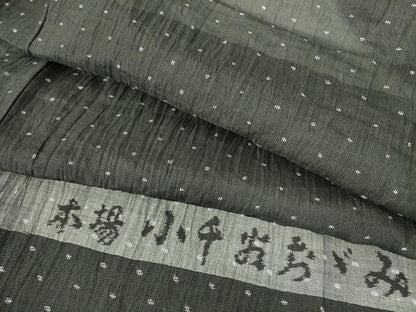 平和屋着物＊夏物　本場小千谷ちぢみ　絣文様　反端付き　麻　逸品　DABF3484op