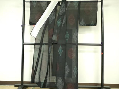 平和屋着物＊夏物　本場大島紬　夏大島　洋花文　正絹　逸品　DABF3485op