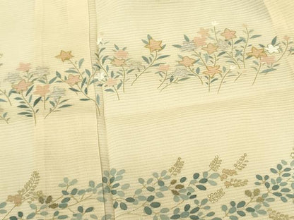 平和屋着物＊夏物　訪問着　絽　草花松文　暈し染め　金彩　正絹　逸品　DABF3486op
