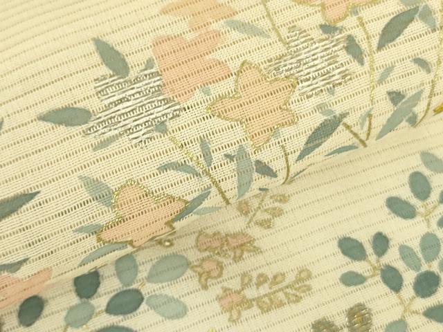 平和屋着物＊夏物　訪問着　絽　草花松文　暈し染め　金彩　正絹　逸品　DABF3486op
