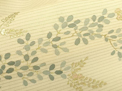 平和屋着物＊夏物　訪問着　絽　草花松文　暈し染め　金彩　正絹　逸品　DABF3486op