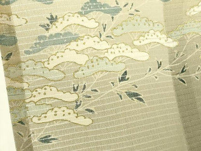 平和屋着物＊夏物　訪問着　絽　草花松文　暈し染め　金彩　正絹　逸品　DABF3486op