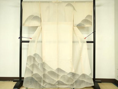 平和屋着物＊夏物　訪問着　紗　風景文　暈し染め　正絹　逸品　DABF3487op