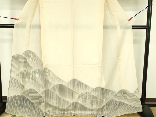 平和屋着物＊夏物　訪問着　紗　風景文　暈し染め　正絹　逸品　DABF3487op