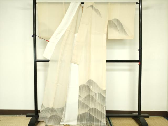 平和屋着物＊夏物　訪問着　紗　風景文　暈し染め　正絹　逸品　DABF3487op