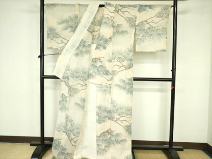 平和屋着物＊夏物　本場小千谷ちぢみ　松葉文　麻　逸品　DABF3489op