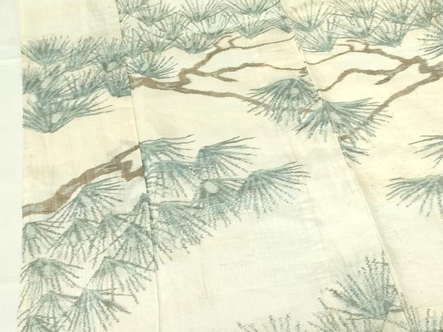 平和屋着物＊夏物　本場小千谷ちぢみ　松葉文　麻　逸品　DABF3489op