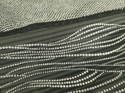 平和屋着物＊夏物　小紋　絽　立波文　黒地　三越扱い　正絹　逸品　DABF3491op