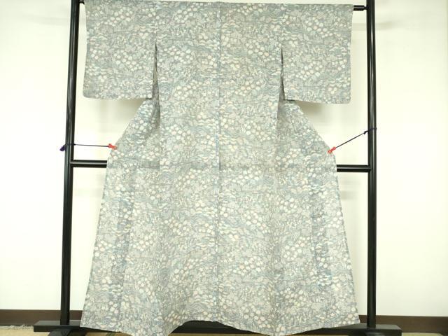 平和屋着物＊夏物　本場小千谷ちぢみ　草花　麻　逸品　DABF3493op