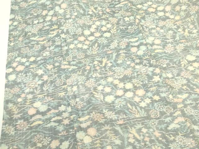 平和屋着物＊夏物　本場小千谷ちぢみ　草花　麻　逸品　DABF3493op