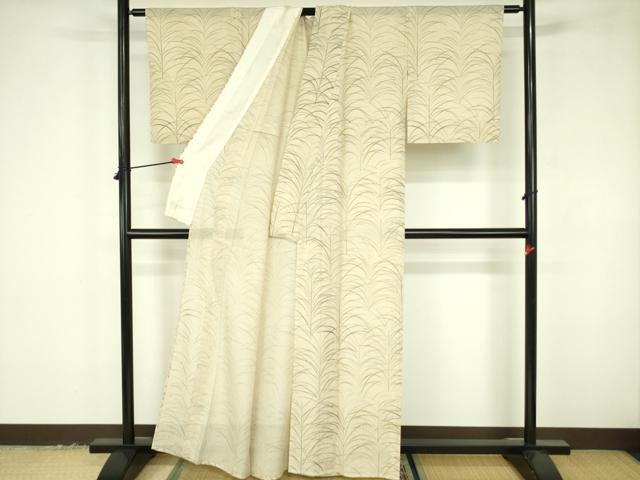 平和屋着物＊夏物　小紋　縦絽　芝文　正絹　逸品　DABF3494op