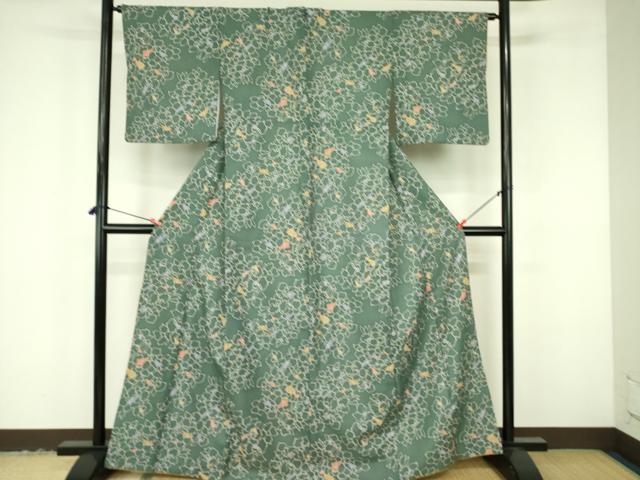平和屋着物■小紋 草花 洗える着物 DABF3497op