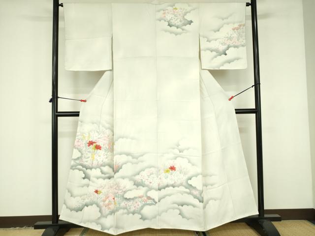 平和屋着物▼訪問着 手描き 草花 暈し染め 正絹 逸品 DABF3504op